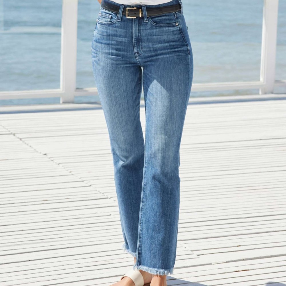 AYR The Bomb Pop Bomba Ankle Crop Fringe Hem Jeans Denim Pants W 33 L 27